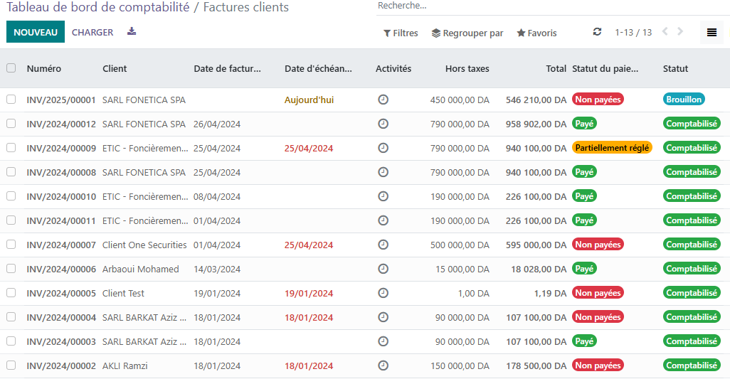 Factures Odoo algérie
